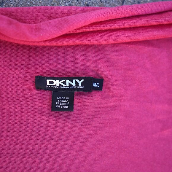 NWT DKNY Silk Cashmere Cardigan M/L Pink High-Low Open Front Cozy Knit $195 - Picture 6 of 16
